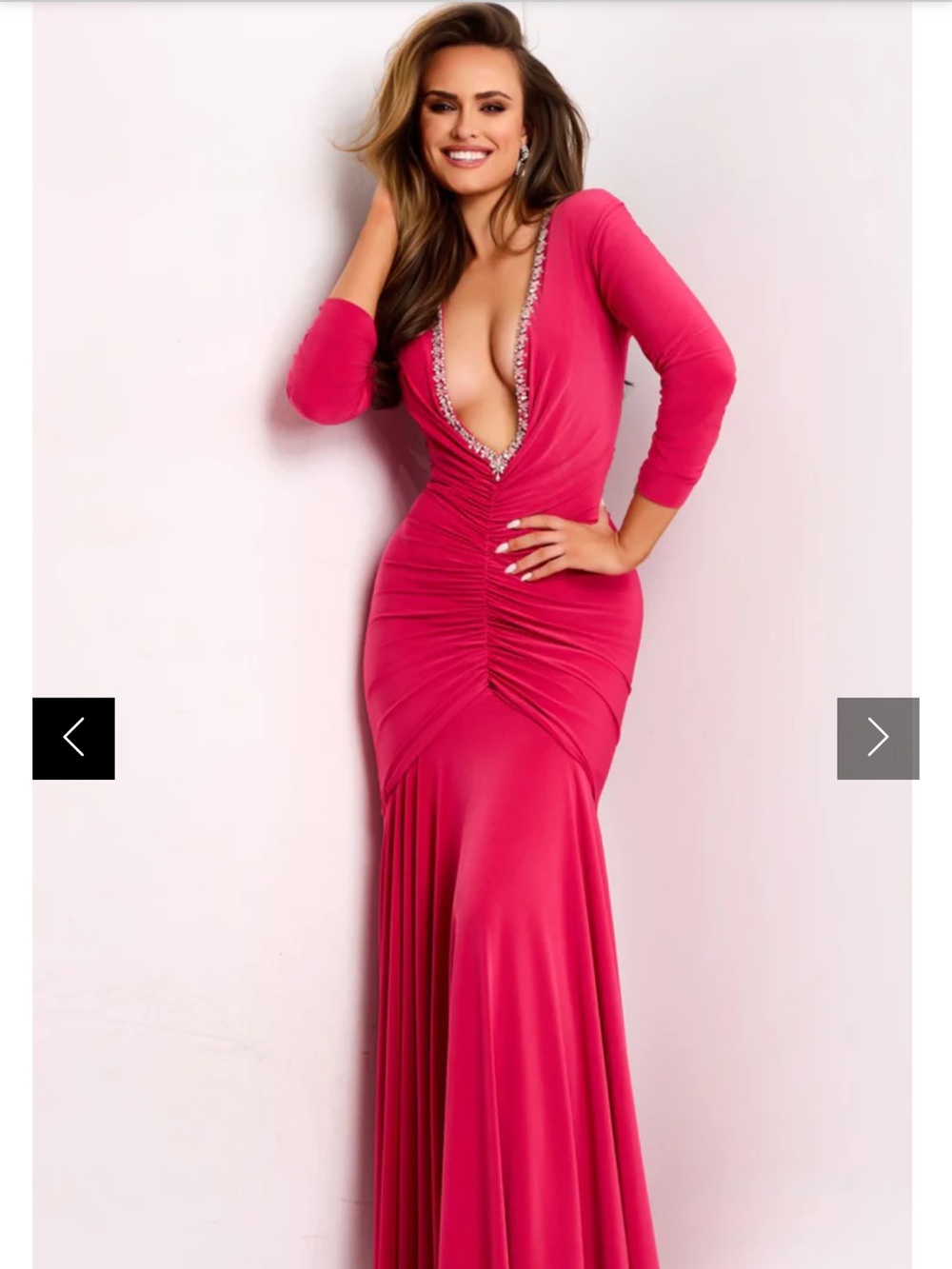 Jovani 43701 - Long Sleeve Rhinestone Embellished Gown